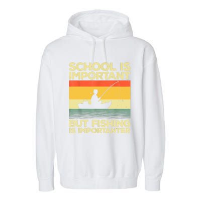 Funny School Is Important But Fishing Meme Fishing Fisherman Fish Trout Garment-Dyed Fleece Hoodie