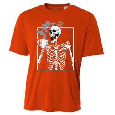 Funny Skeleton Ing Coffee Skeleton Ribcage Halloween Gift Cooling Performance Crew T-Shirt