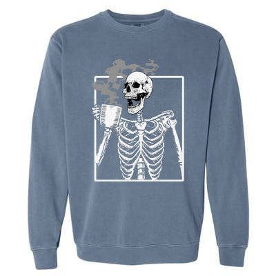 Funny Skeleton Ing Coffee Skeleton Ribcage Halloween Gift Garment-Dyed Sweatshirt