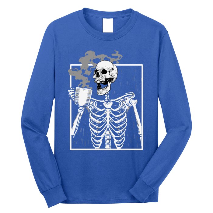 Funny Skeleton Ing Coffee Skeleton Ribcage Halloween Gift Long Sleeve Shirt