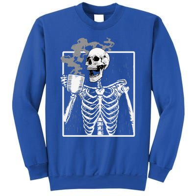 Funny Skeleton Ing Coffee Skeleton Ribcage Halloween Gift Sweatshirt