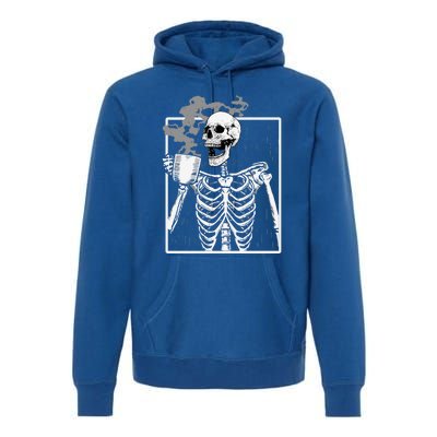 Funny Skeleton Ing Coffee Skeleton Ribcage Halloween Gift Premium Hoodie