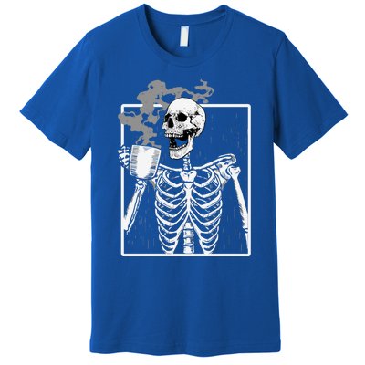 Funny Skeleton Ing Coffee Skeleton Ribcage Halloween Gift Premium T-Shirt