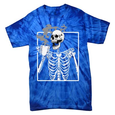 Funny Skeleton Ing Coffee Skeleton Ribcage Halloween Gift Tie-Dye T-Shirt