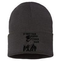 Funny Sayings If They Talk Behind Your Back Fart Wolf Sustainable Knit Beanie