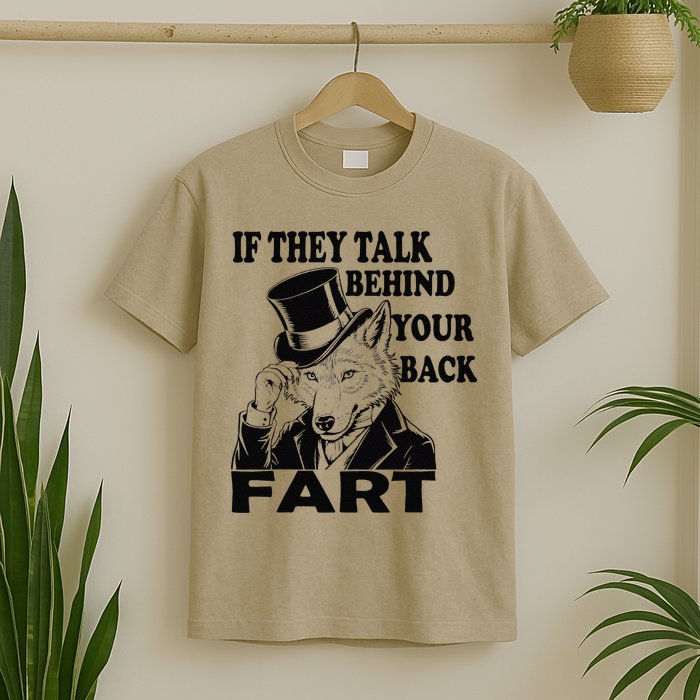 Funny Sayings If They Talk Behind Your Back Fart Wolf T-Shirt