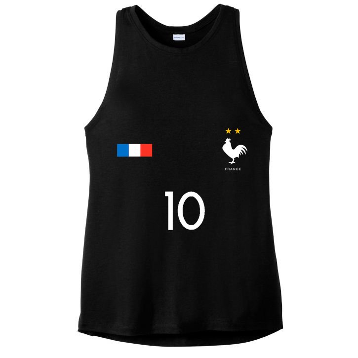 France Soccer Jersey France 10 Soccer Football Fan Ladies PosiCharge Tri-Blend Wicking Tank