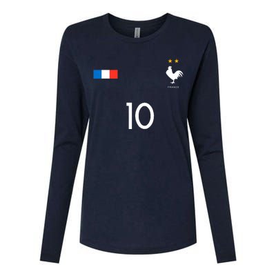 France Soccer Jersey France 10 Soccer Football Fan Womens Cotton Relaxed Long Sleeve T-Shirt