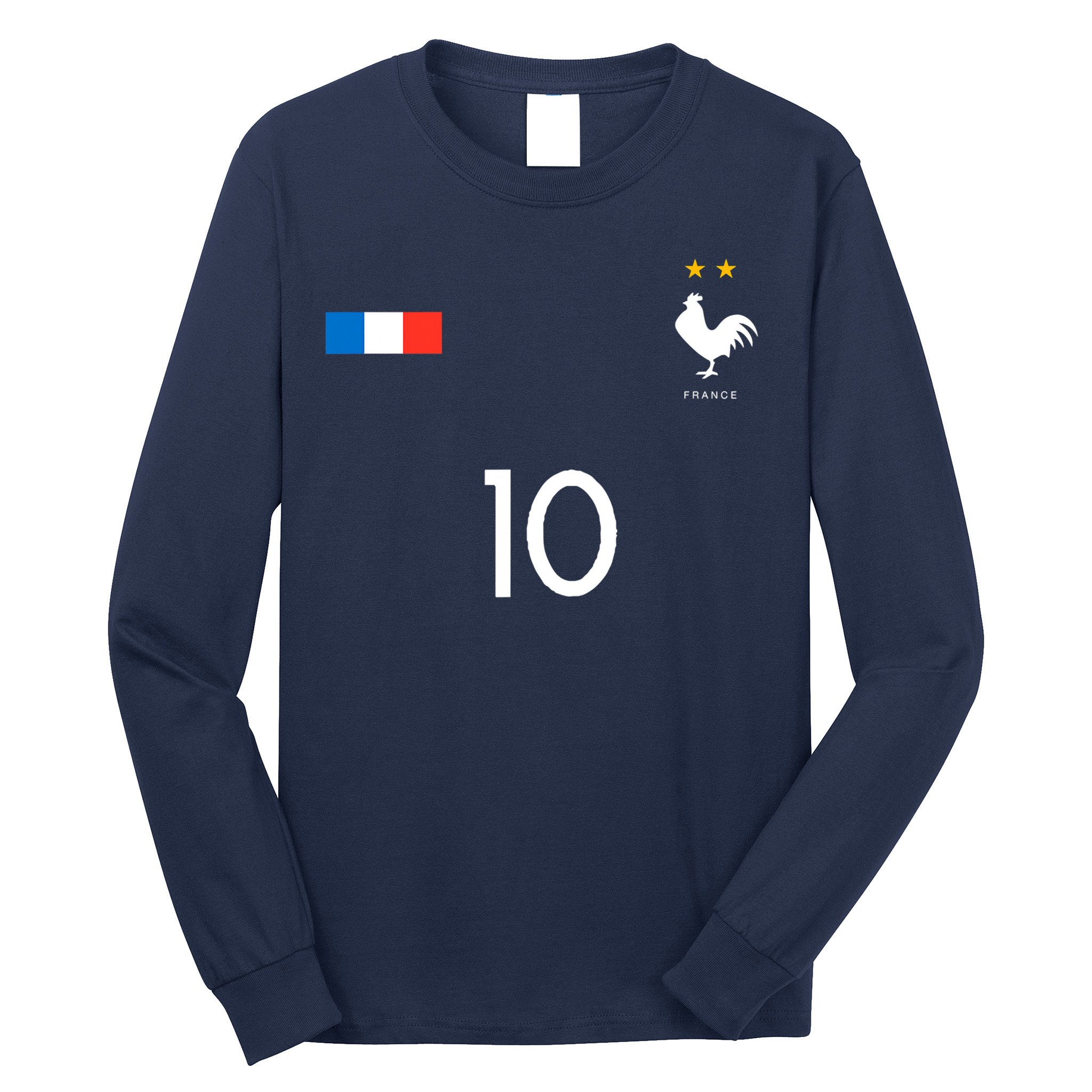 France Soccer Jersey France 10 Soccer Football Fan Long Sleeve Shirt