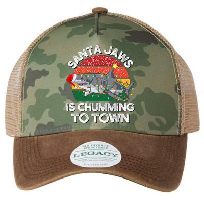 Funny Santa Jaws Shark Christmas Lights Sharkmas Xmas Retro Funny Gift Legacy Tie Dye Trucker Hat