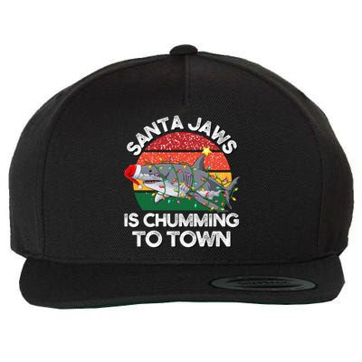 Funny Santa Jaws Shark Christmas Lights Sharkmas Xmas Retro Funny Gift Wool Snapback Cap