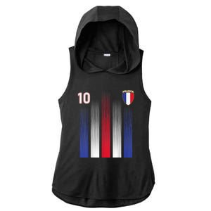 France Soccer Jersey France 10 Soccer Football Fan Ladies PosiCharge Tri-Blend Wicking Draft Hoodie Tank