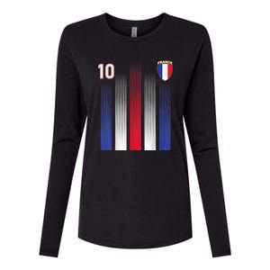 France Soccer Jersey France 10 Soccer Football Fan Womens Cotton Relaxed Long Sleeve T-Shirt