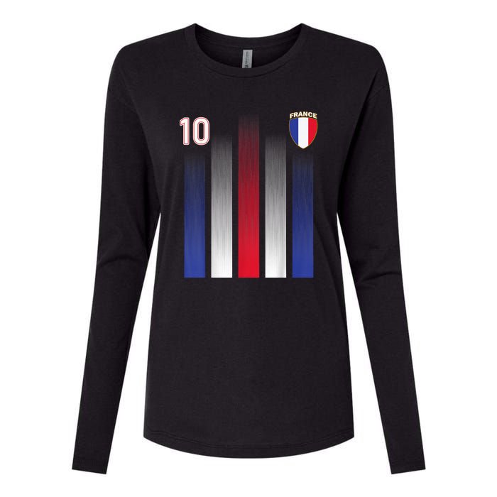 France Soccer Jersey France 10 Soccer Football Fan Womens Cotton Relaxed Long Sleeve T-Shirt