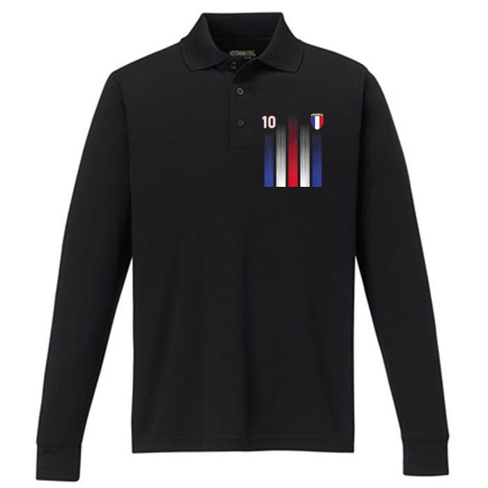 France Soccer Jersey France 10 Soccer Football Fan Performance Long Sleeve Polo