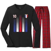 France Soccer Jersey France 10 Soccer Football Fan Women's Long Sleeve Flannel Pajama Set 