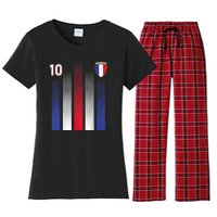 France Soccer Jersey France 10 Soccer Football Fan Women's Flannel Pajama Set