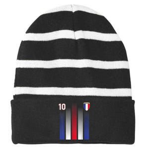 France Soccer Jersey France 10 Soccer Football Fan Striped Beanie with Solid Band