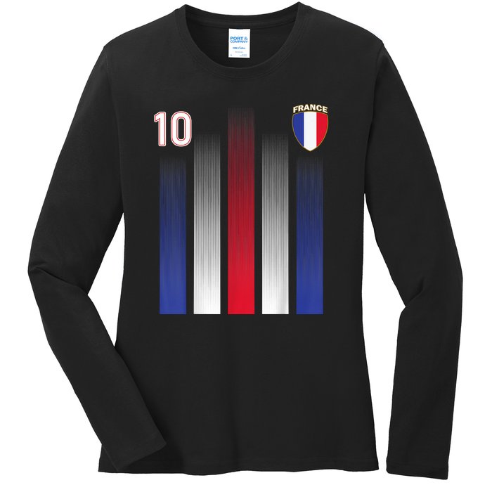 France Soccer Jersey France 10 Soccer Football Fan Ladies Long Sleeve Shirt