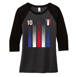 France Soccer Jersey France 10 Soccer Football Fan Women's Tri-Blend 3/4-Sleeve Raglan Shirt