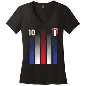 France Soccer Jersey France 10 Soccer Football Fan Women's V-Neck T-Shirt