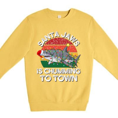 Funny Santa Jaws Shark Christmas Lights Sharkmas Xmas Retro Great Gift Premium Crewneck Sweatshirt