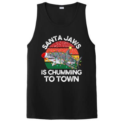 Funny Santa Jaws Shark Christmas Lights Sharkmas Xmas Retro Great Gift PosiCharge Competitor Tank