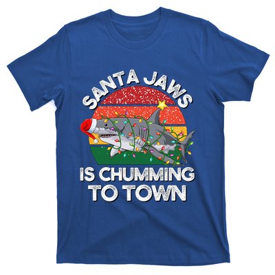 Funny Santa Jaws Shark Christmas Lights Sharkmas Xmas Retro Great Gift T-Shirt