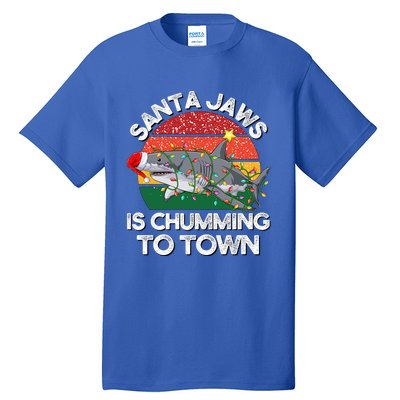 Funny Santa Jaws Shark Christmas Lights Sharkmas Xmas Retro Great Gift Tall T-Shirt