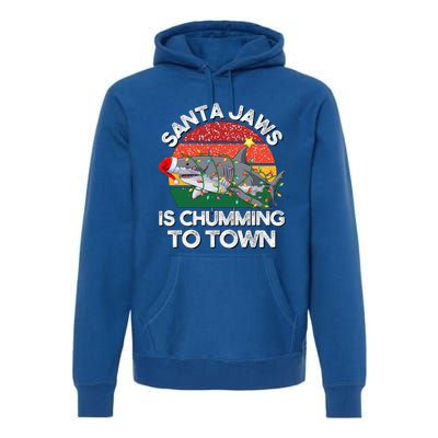 Funny Santa Jaws Shark Christmas Lights Sharkmas Xmas Retro Great Gift Premium Hoodie