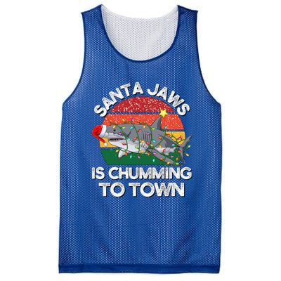 Funny Santa Jaws Shark Christmas Lights Sharkmas Xmas Retro Great Gift Mesh Reversible Basketball Jersey Tank