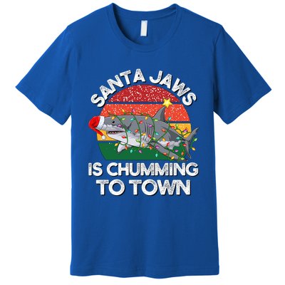 Funny Santa Jaws Shark Christmas Lights Sharkmas Xmas Retro Great Gift Premium T-Shirt