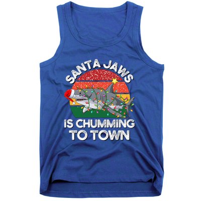 Funny Santa Jaws Shark Christmas Lights Sharkmas Xmas Retro Great Gift Tank Top