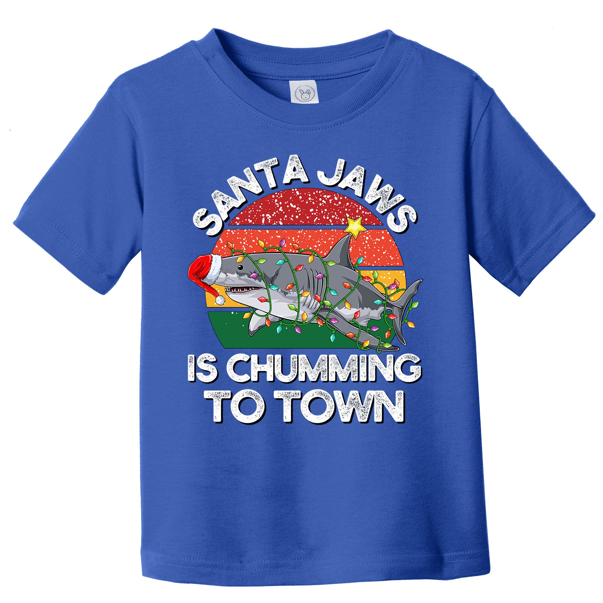 Funny Santa Jaws Shark Christmas Lights Sharkmas Xmas Retro Great Gift Toddler T-Shirt