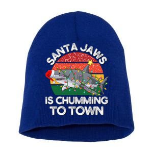 Funny Santa Jaws Shark Christmas Lights Sharkmas Xmas Retro Great Gift Short Acrylic Beanie