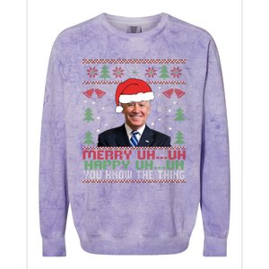 Funny Santa Joe Biden Merry Uh Uh Christmas Ugly Colorblast Crewneck Sweatshirt