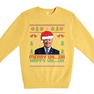 Funny Santa Joe Biden Merry Uh Uh Christmas Ugly Premium Crewneck Sweatshirt