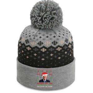 Funny Santa Joe Biden Merry Uh Uh Christmas Ugly The Baniff Cuffed Pom Beanie