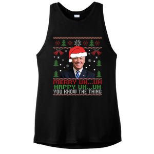 Funny Santa Joe Biden Merry Uh Uh Christmas Ugly Ladies PosiCharge Tri-Blend Wicking Tank