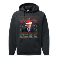 Funny Santa Joe Biden Merry Uh Uh Christmas Ugly Performance Fleece Hoodie