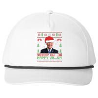 Funny Santa Joe Biden Merry Uh Uh Christmas Ugly Snapback Five-Panel Rope Hat