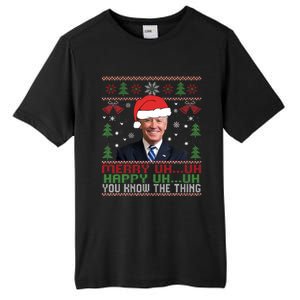 Funny Santa Joe Biden Merry Uh Uh Christmas Ugly Tall Fusion ChromaSoft Performance T-Shirt