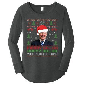 Funny Santa Joe Biden Merry Uh Uh Christmas Ugly Women's Perfect Tri Tunic Long Sleeve Shirt