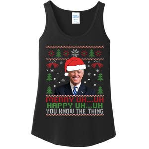 Funny Santa Joe Biden Merry Uh Uh Christmas Ugly Ladies Essential Tank