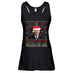 Funny Santa Joe Biden Merry Uh Uh Christmas Ugly Ladies Essential Flowy Tank