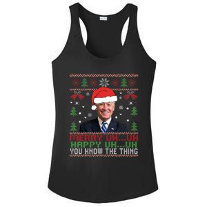 Funny Santa Joe Biden Merry Uh Uh Christmas Ugly Ladies PosiCharge Competitor Racerback Tank