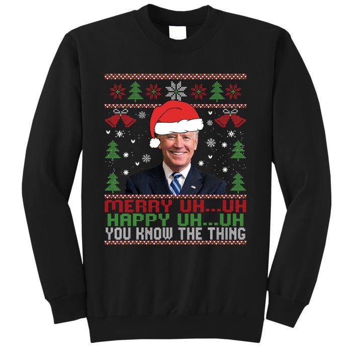 Funny Santa Joe Biden Merry Uh Uh Christmas Ugly Tall Sweatshirt