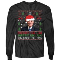 Funny Santa Joe Biden Merry Uh Uh Christmas Ugly Tie-Dye Long Sleeve Shirt