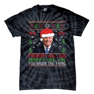 Funny Santa Joe Biden Merry Uh Uh Christmas Ugly Tie-Dye T-Shirt