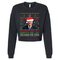 Funny Santa Joe Biden Merry Uh Uh Christmas Ugly Cropped Pullover Crew